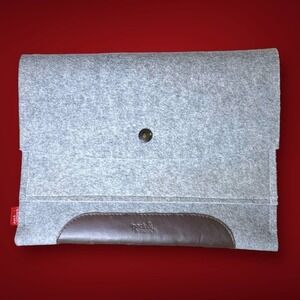 Pack & Smooch Wool and Leather Gray Tablet Case 10.5” x 8”